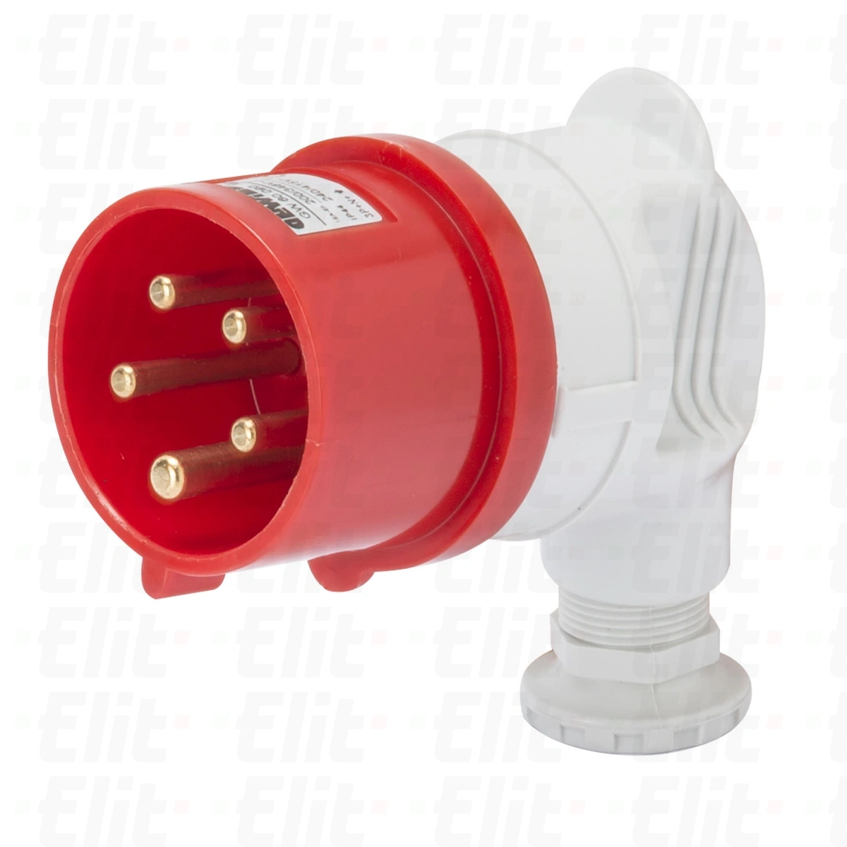 Wtyczka odbiornikowa 5P 16A 400V czerwona IP44 90° 6H IEC 309 HP GW60090