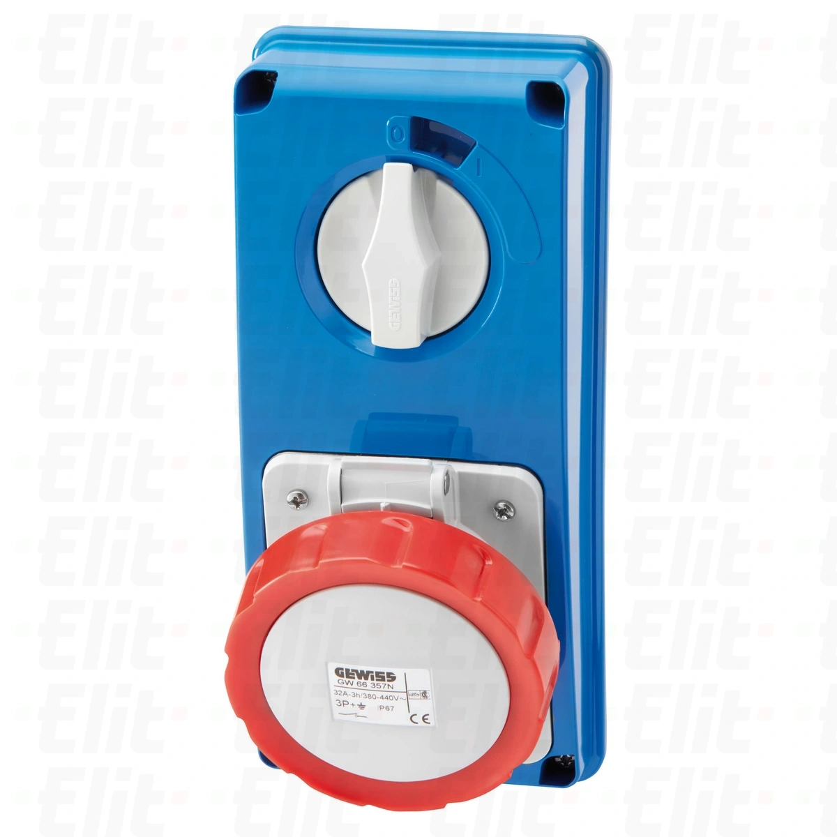 Gniazdo stałe 5P 32A 400V czerwone z rozłącznikiem 0-1 6h IP55 ELIT00699