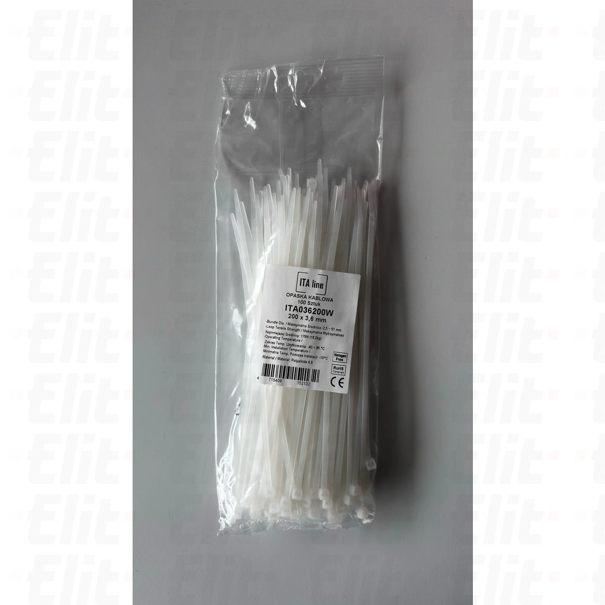 Opaska kablowa 120x3,6 biała ITA036120W /100szt/