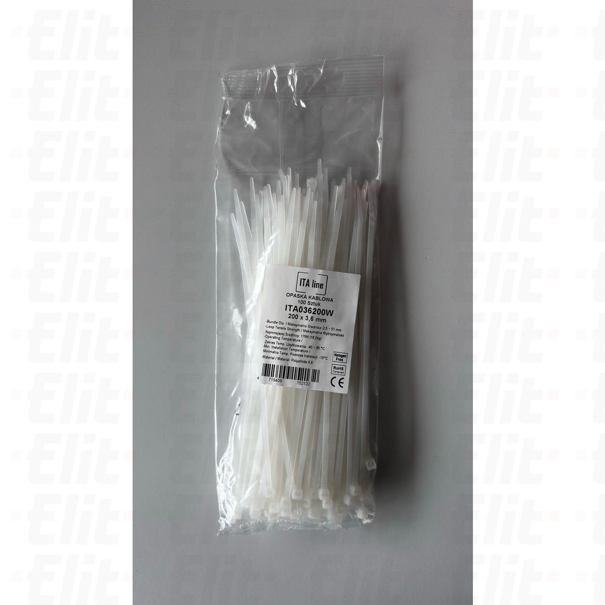 Opaska kablowa 200x3,6 biała /100szt./
