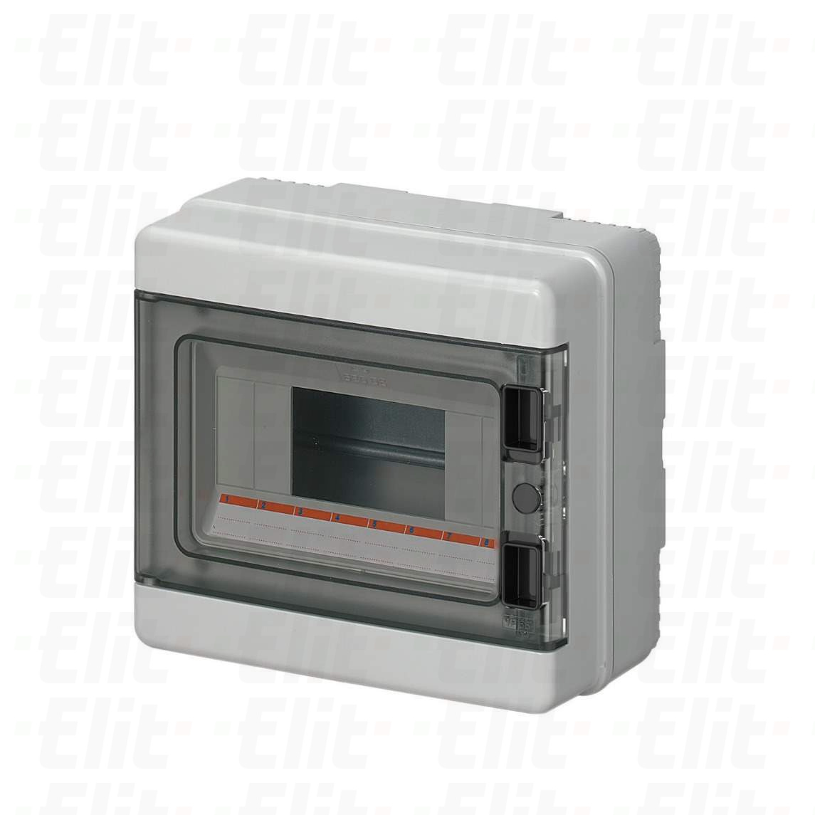 Rozdzielnica modułowa 1x8 n/t bezhalogenowa drzwi transp.IP65 szyna N+PE szara 1000V AC 1500V DC PV UV 200x180x100