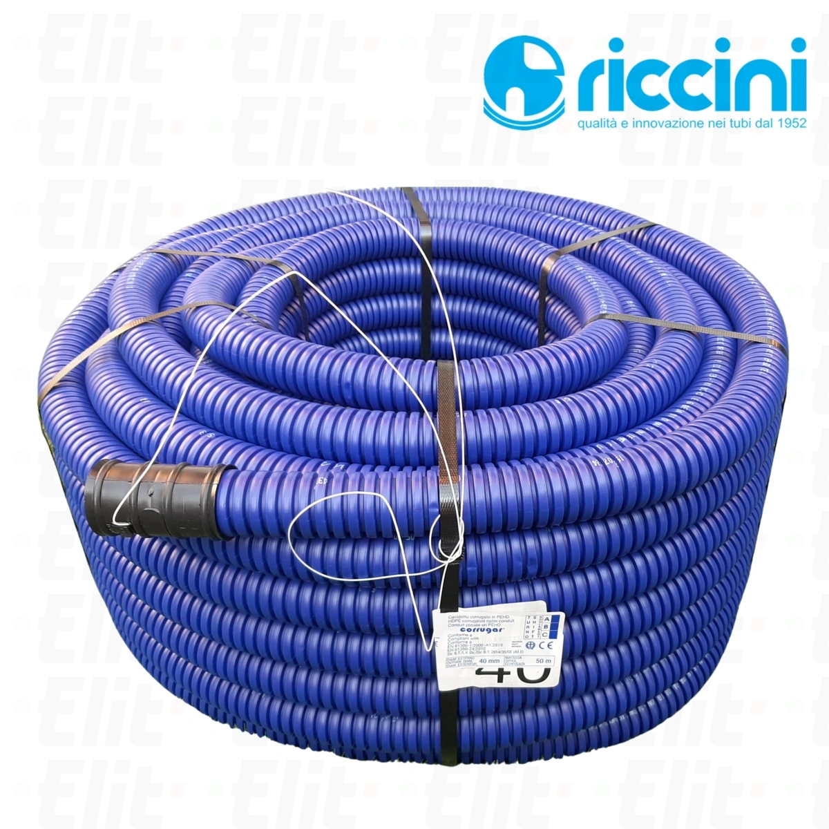Rura dwuścienna karbowana HDPE 450N niebieska UV z pilotem i złączką w kręgach fi 200/170 (25 m)