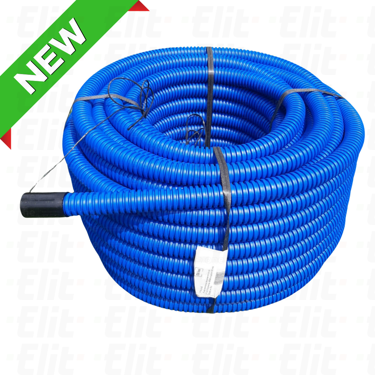 Rura dwuścienna karbowana HDPE 450N niebieska UV z pilotem i złączką w kręgach