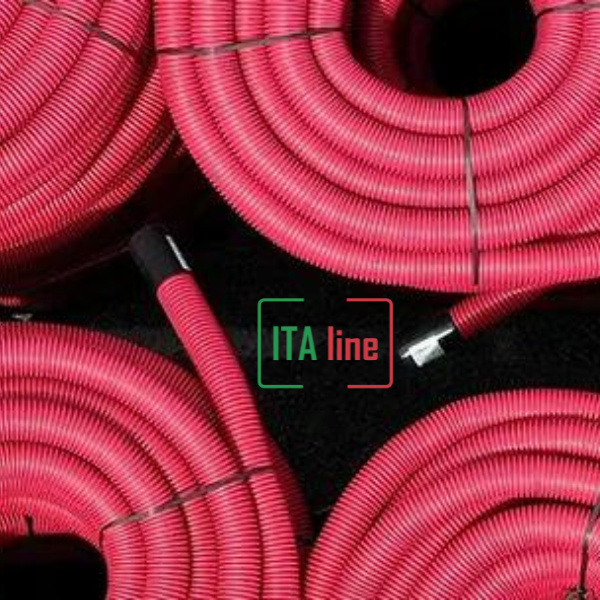 Rura dwuścienna karbowana HDPE 450N czerwona UV w odcinku 6m ze złączką fi 110 (25mb)